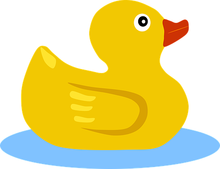 A Yellow Rubber Duck On A Blue Surface