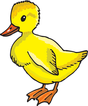 A Cartoon Of A Yellow Duckling