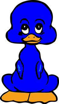 A Cartoon Of A Blue Duck