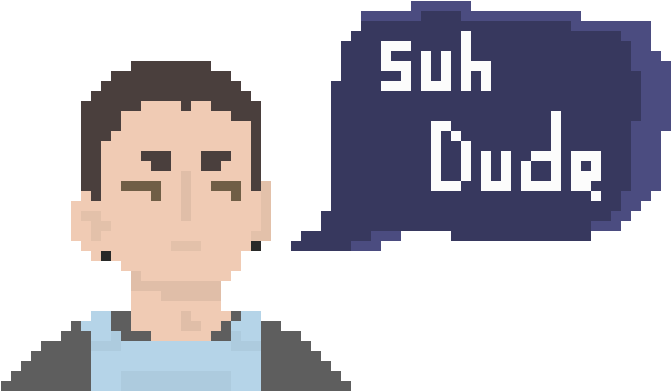 A Pixelated Man With A Speech Bubble