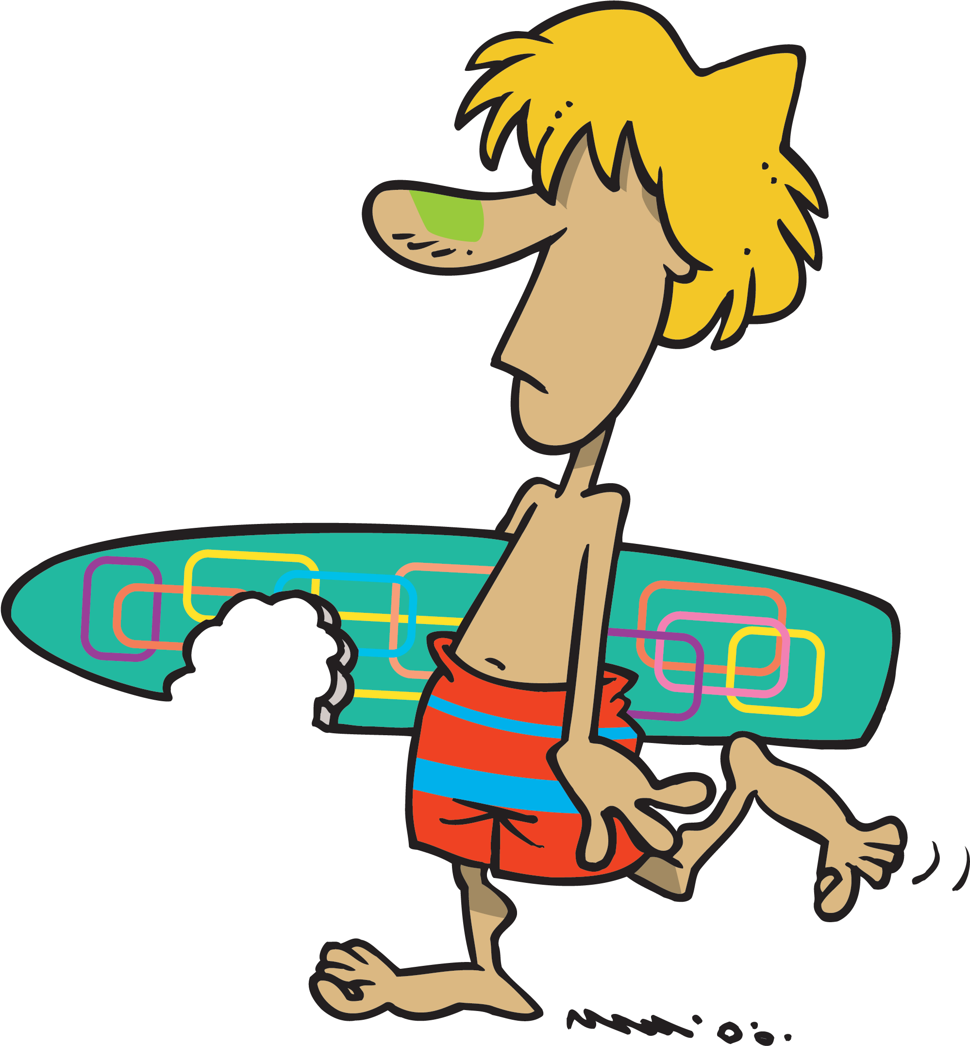 Cartoon Of A Man With A Surfboard