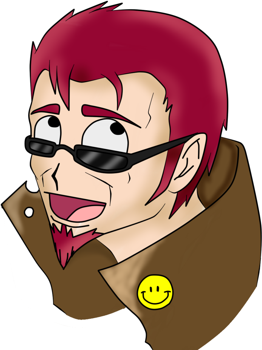 A Cartoon Of A Man With Red Hair And Glasses