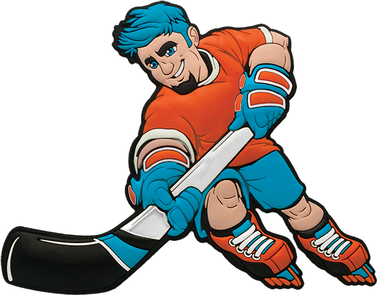 A Cartoon Of A Hockey Player Holding A Hockey Stick