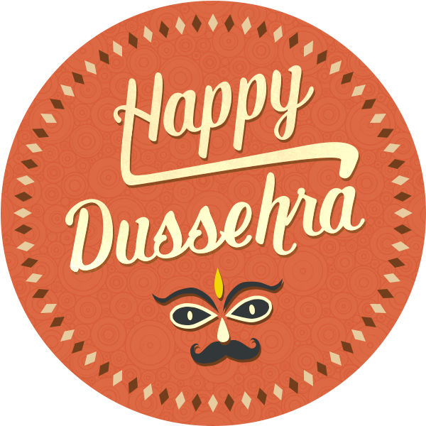 Happy Dussehra Orange Circle