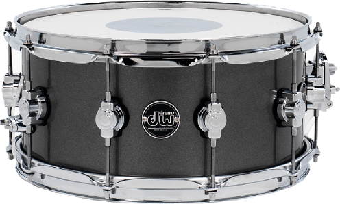 A Drum With Silver Rims And A White Drum Stick