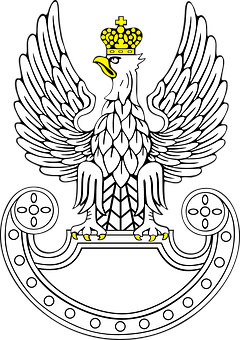 A White Eagle With A Crown On A Black Background