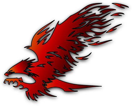 A Red Bird With Flames