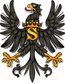 A Black Eagle With A Crown And A Letter S