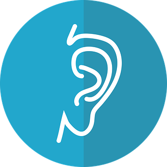 A Blue Circle With A White Ear And A Black Background