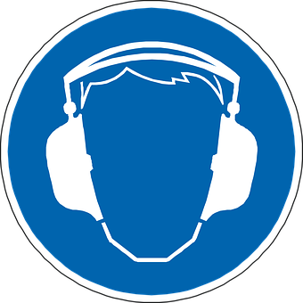 A Blue Circle With White Headphones On It