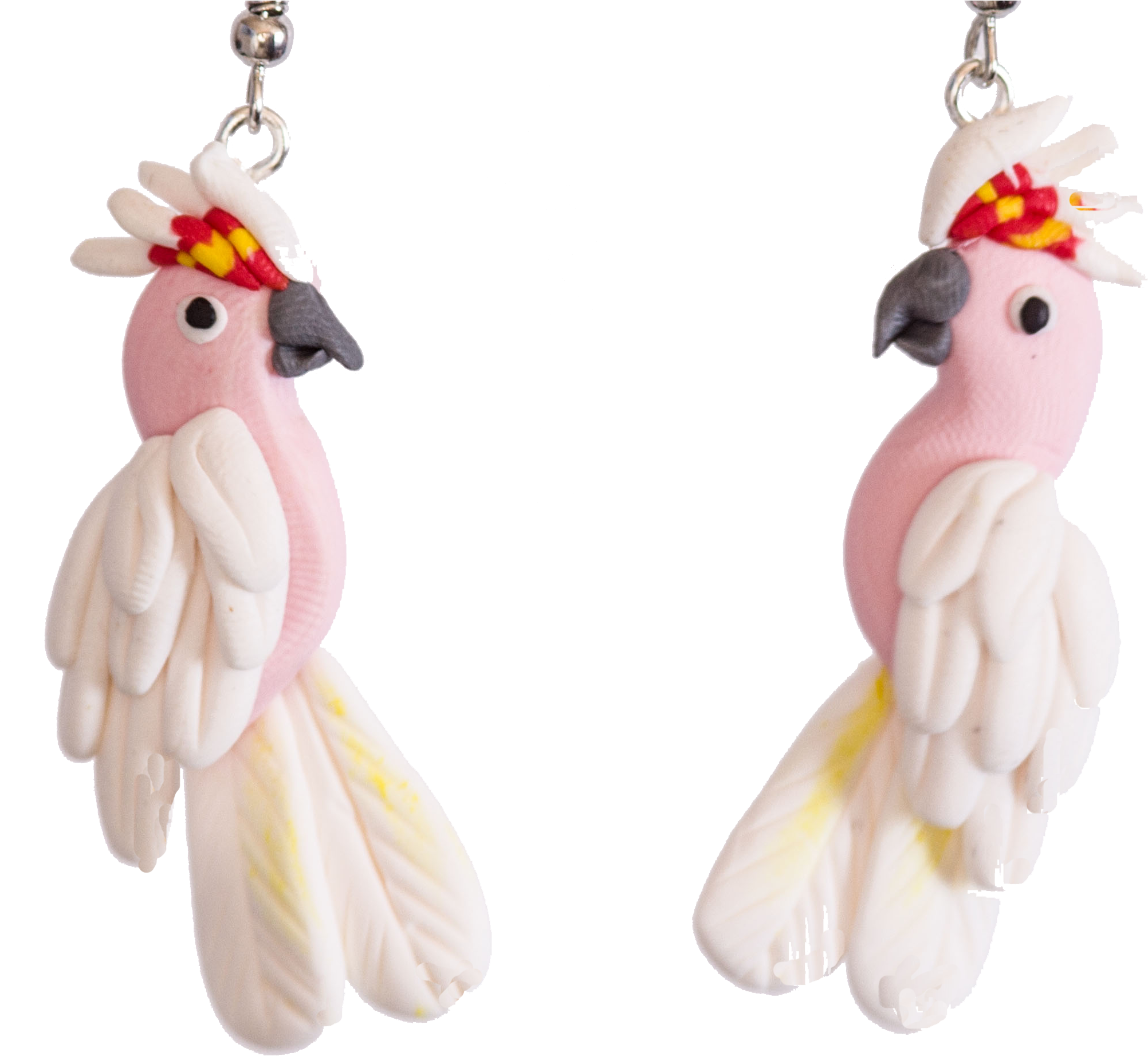 A Pair Of Earrings With Parrots