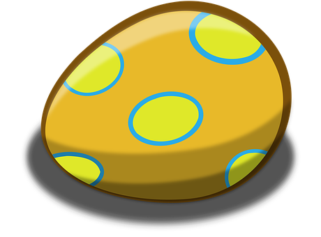 A Yellow And Blue Egg With Blue Dots