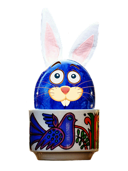 A Blue Egg With Bunny Ears