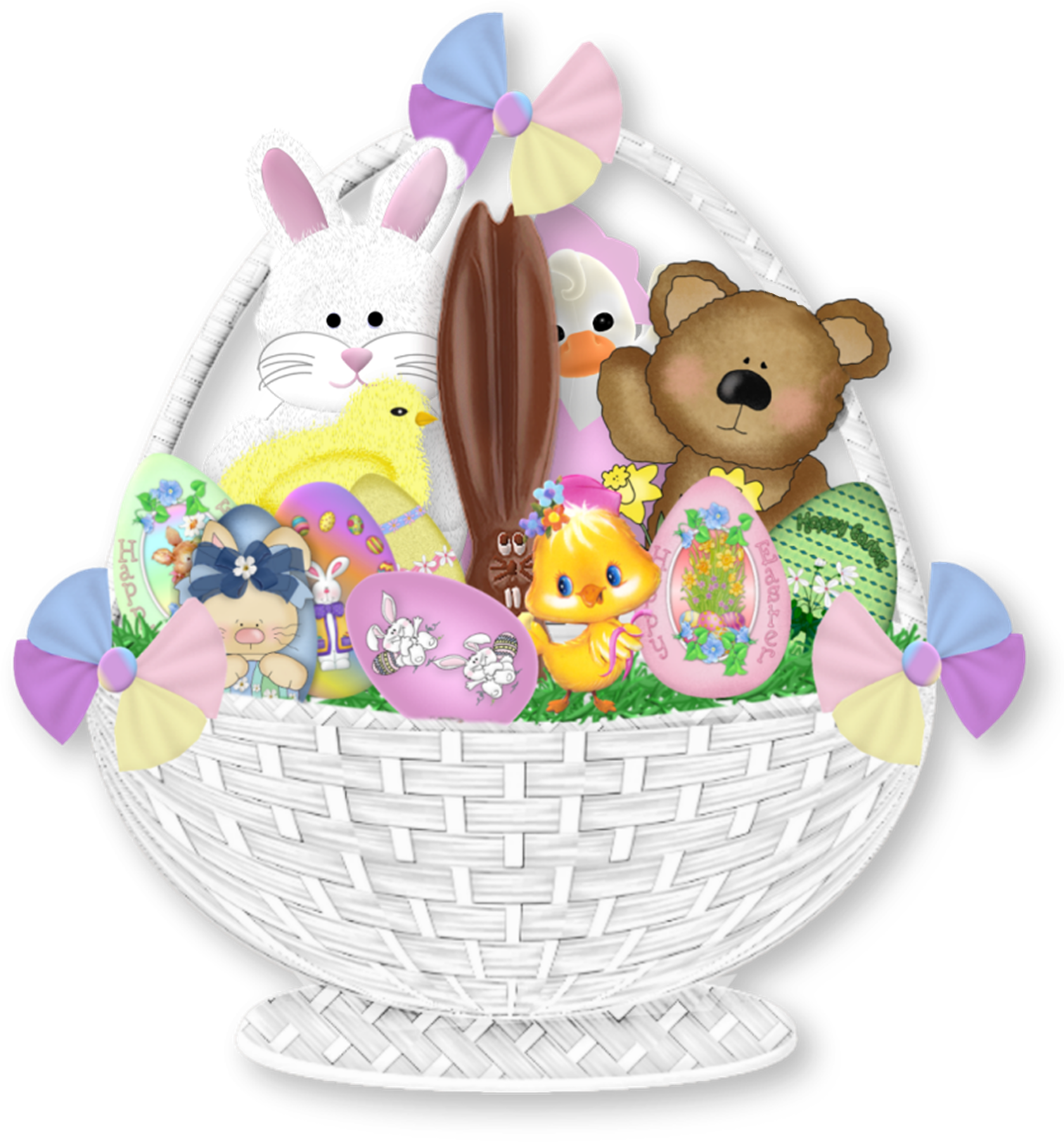 A Basket Full Of Stuffed Animals