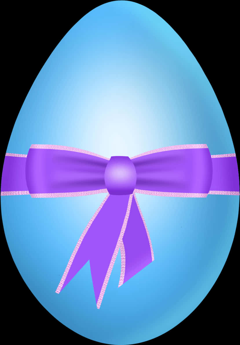 A Blue Egg With A Purple Bow