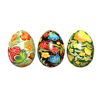 A Group Of Eggs With Floral Designs