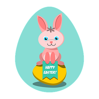 A Cartoon Of A Bunny Sitting On An Egg