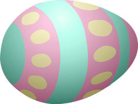 A Colorful Egg With Pink And Blue Stripes