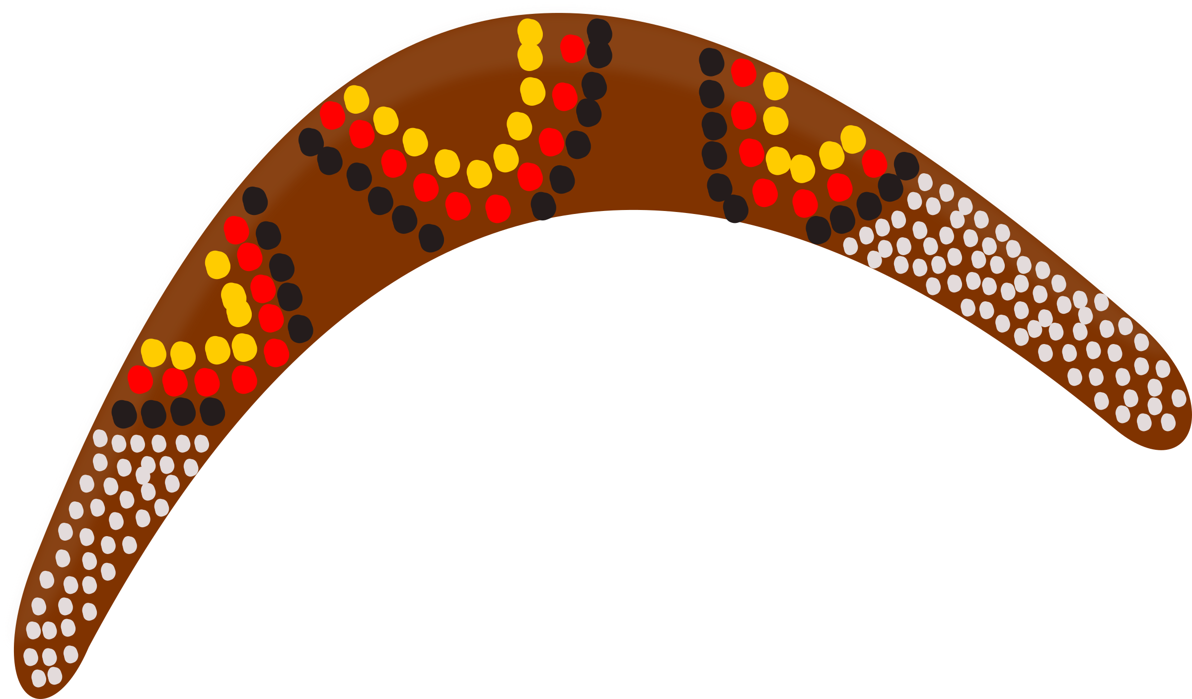 A Painted Boomerang With Colorful Dots