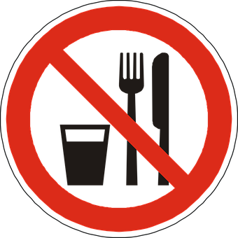 A No Food Sign With A Fork And Knife