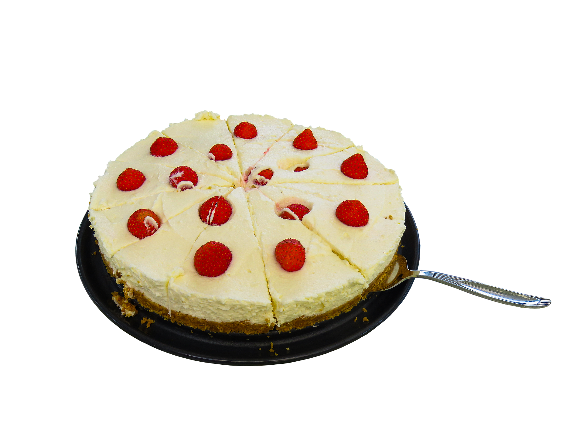 A Cheesecake With Strawberries On Top