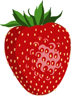 A Strawberry With Green Leaves