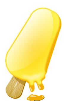 A Yellow Popsicle With Melted Yellow Liquid