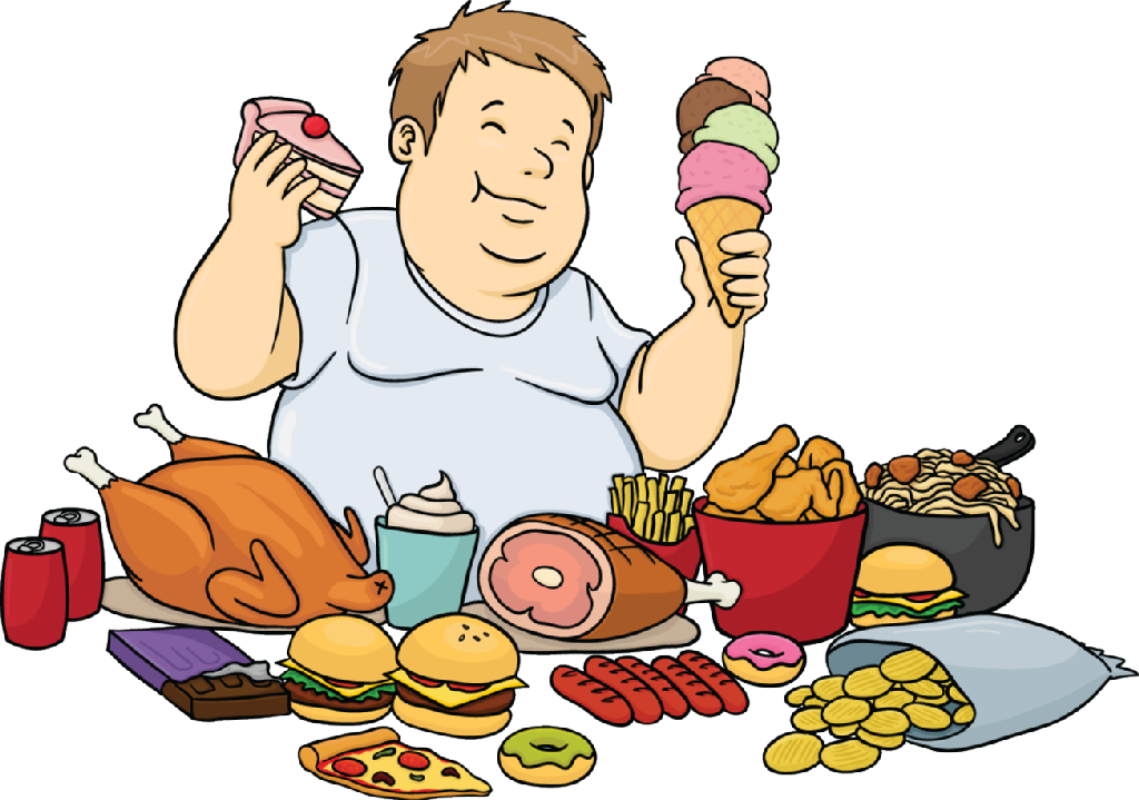 A Cartoon Of A Man Holding Food