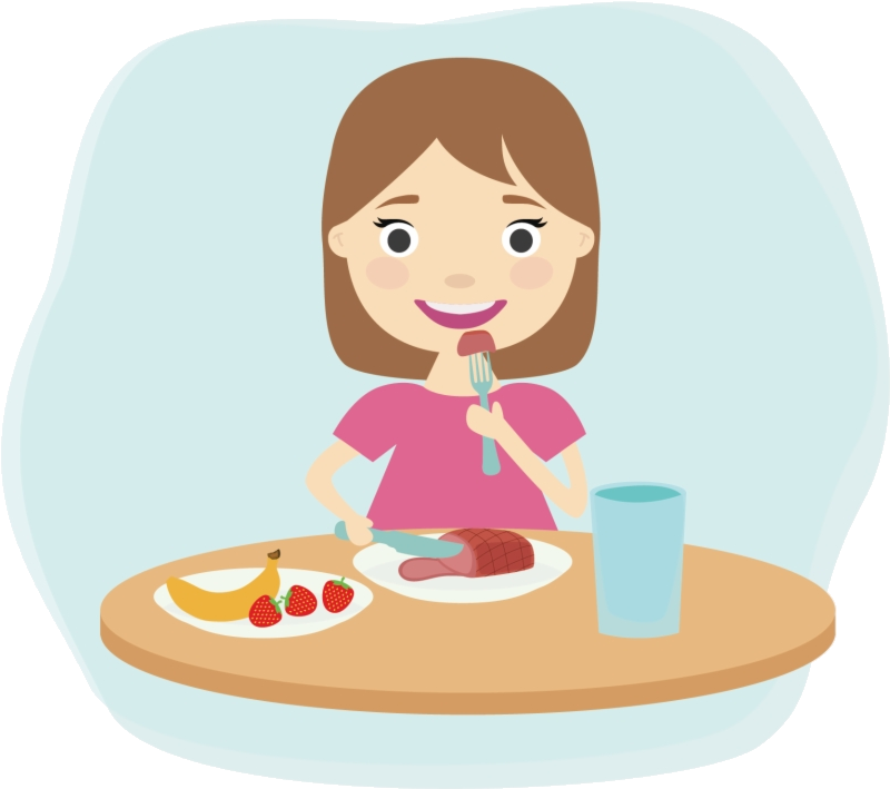 A Cartoon Of A Girl Eating
