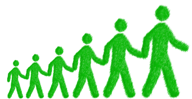 A Group Of Green People Holding Hands