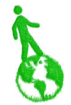 A Green Silhouette Of A Person Walking On A Globe