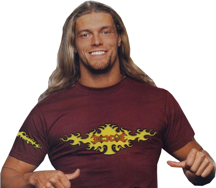 A Man With Long Hair Wearing A Red Shirt With Yellow Flames On It