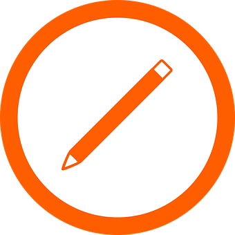 A White Circle With Orange And White Pencil In It