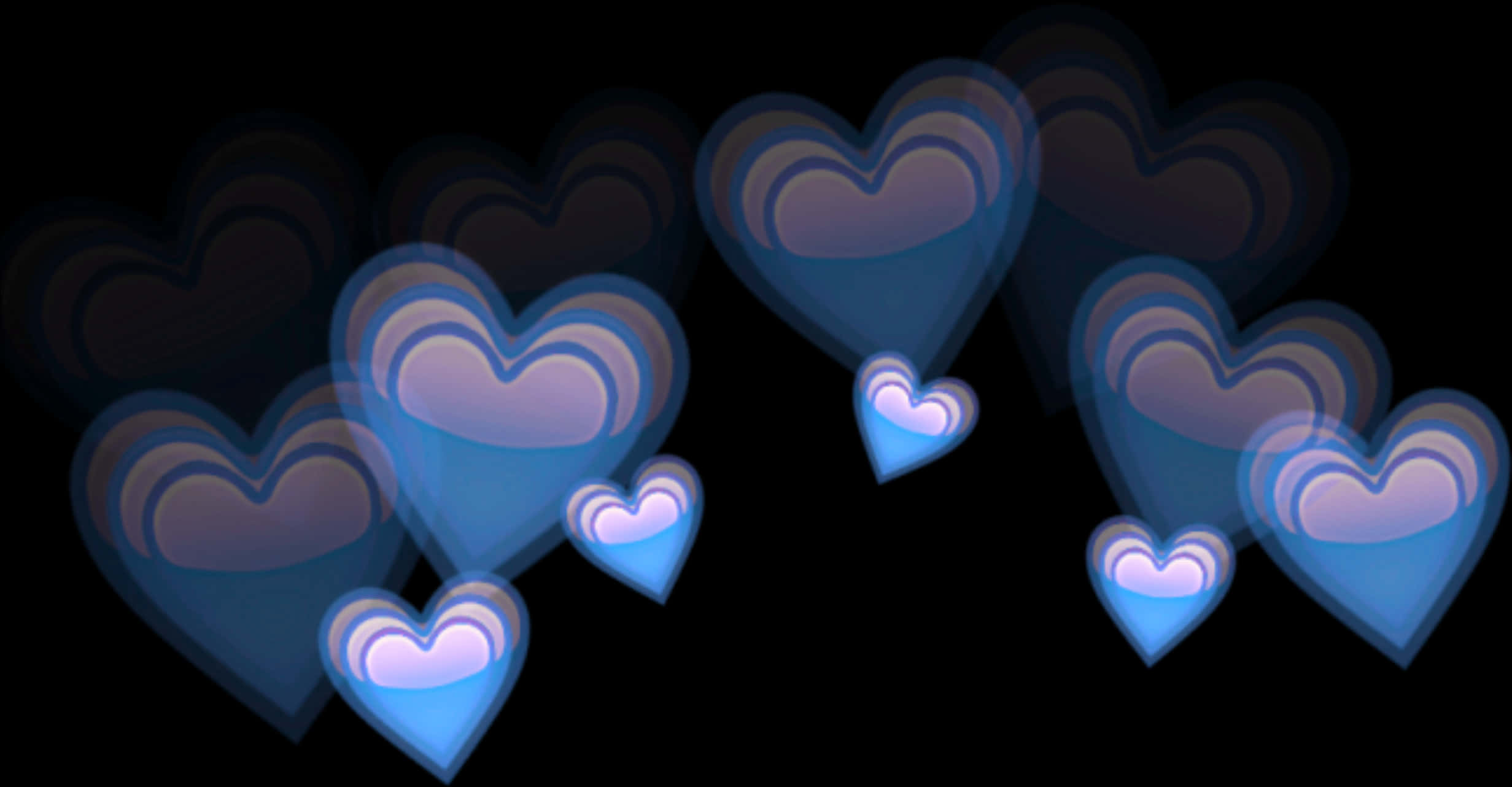 A Group Of Blue Hearts