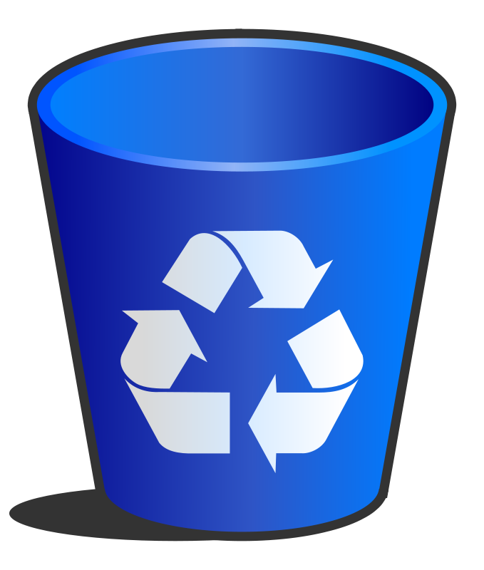 A Blue Recycle Bin With White Arrows