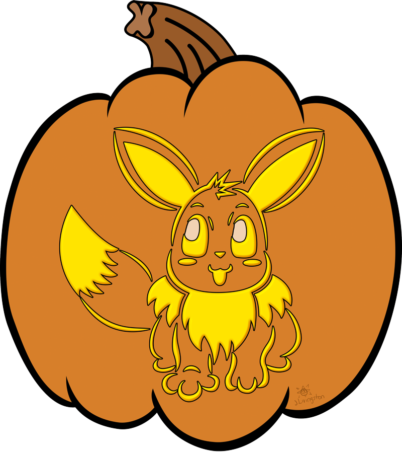 A Cartoon Of A Fox On A Pumpkin