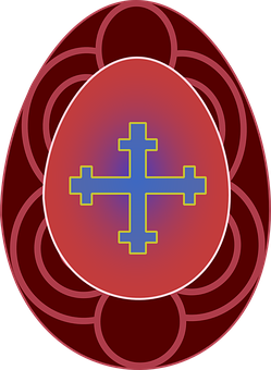 A Red Egg With A Cross On It