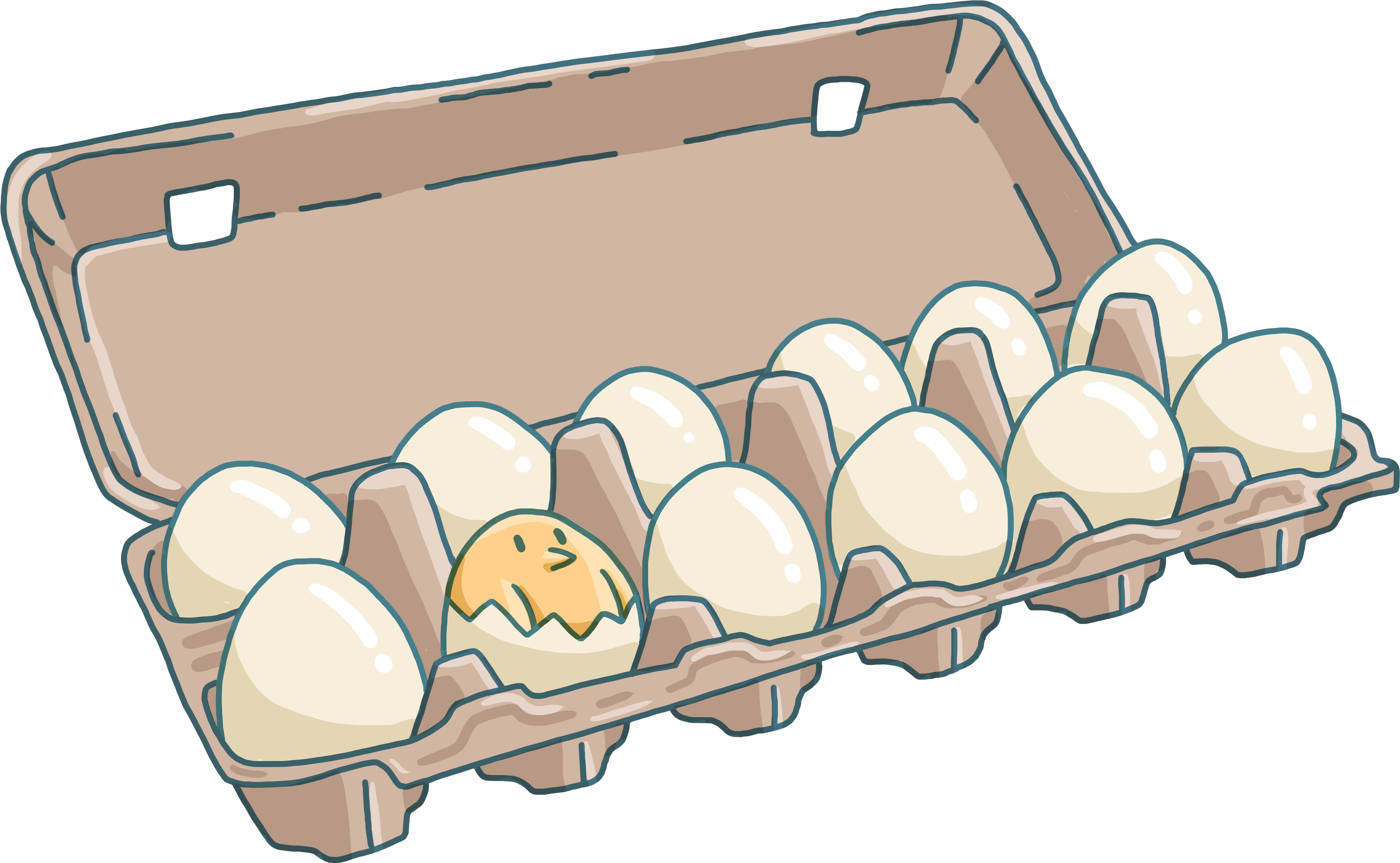 A Carton Of Eggs With A Cartoon Egg In It