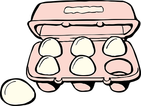 A Pink Egg Carton With Eggs In It