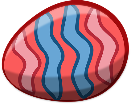 A Red And Blue Oval With Blue Lines