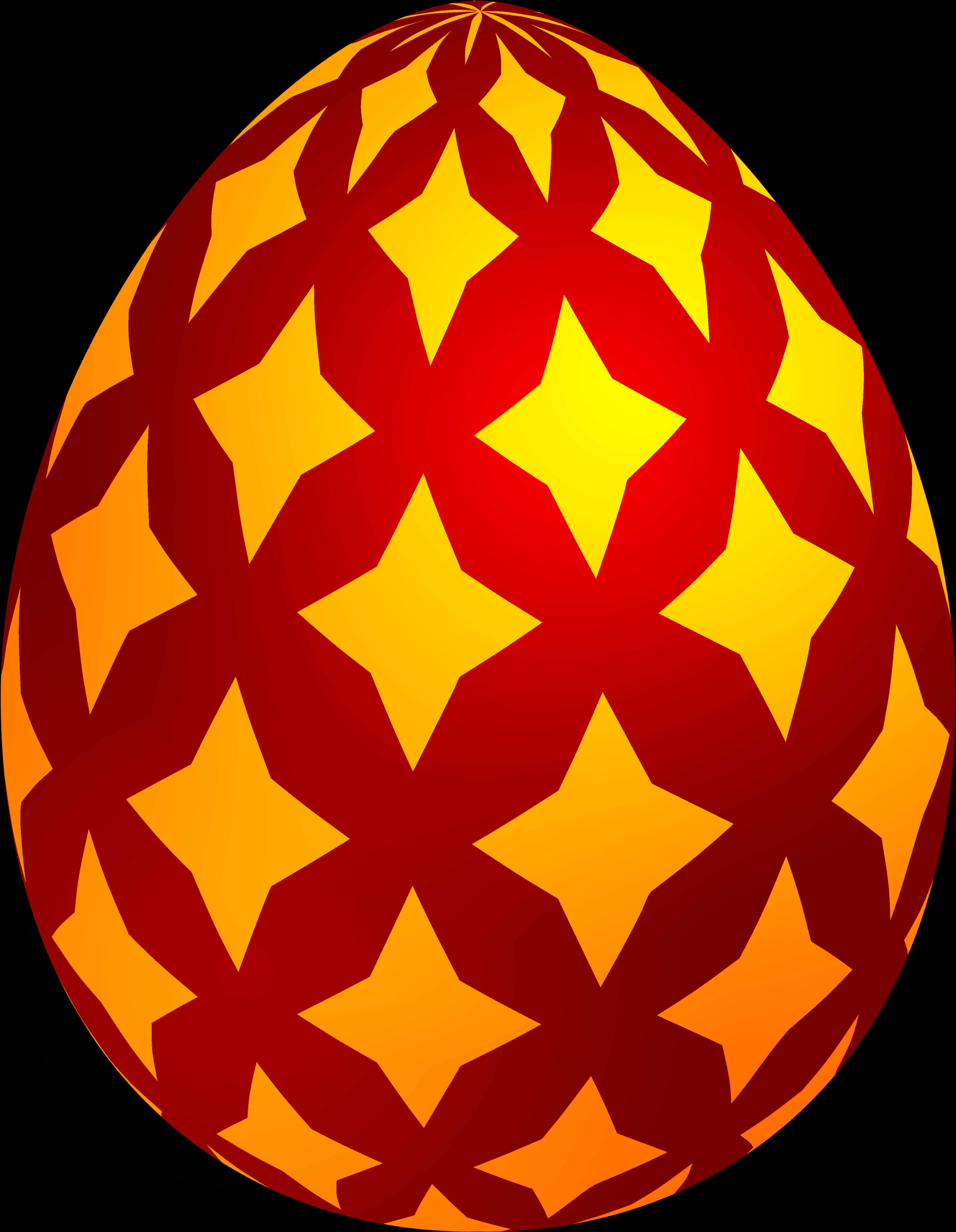 A Red And Yellow Egg With Stars