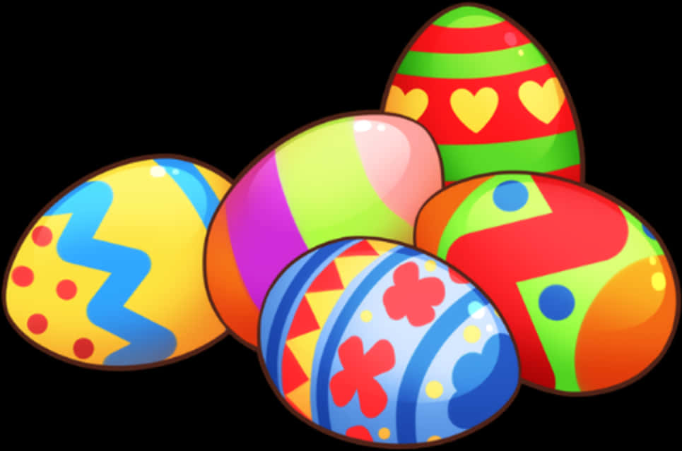 A Group Of Colorful Eggs