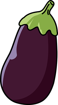 A Cartoon Eggplant With Green Leaves
