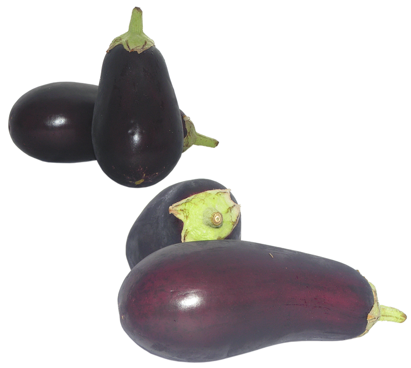 A Group Of Eggplants On A Black Background
