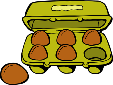 A Green Egg Carton With Brown Eggs In It