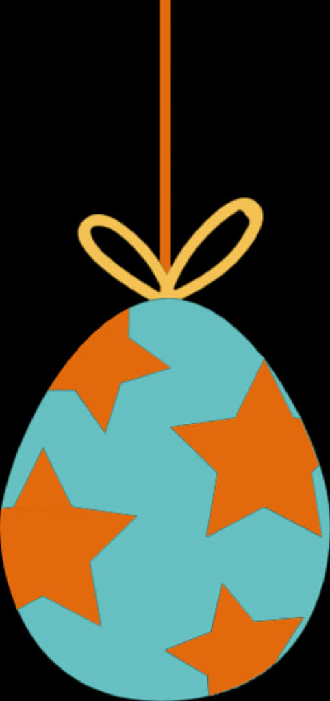 A Blue And Orange Egg With Stars On It