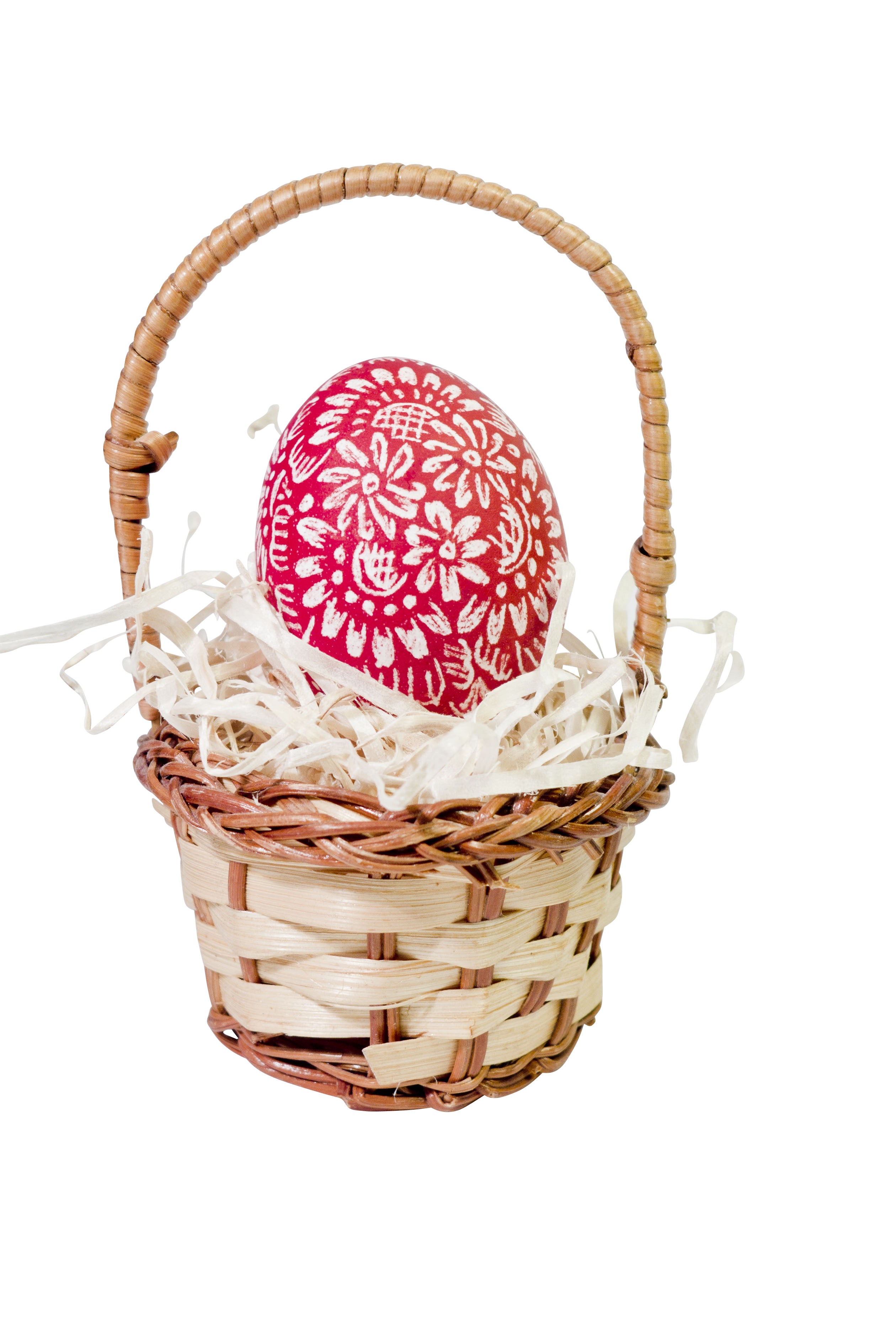 A Red Egg In A Basket