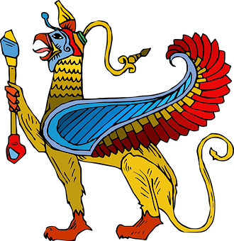 A Colorful Drawing Of A Griffin