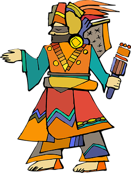 A Cartoon Of A Man In A Colorful Garment