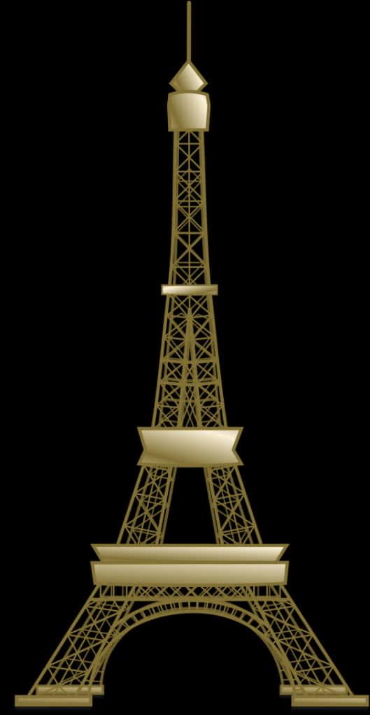 A Gold Eiffel Tower With A Black Background With Eiffel Tower In The Background